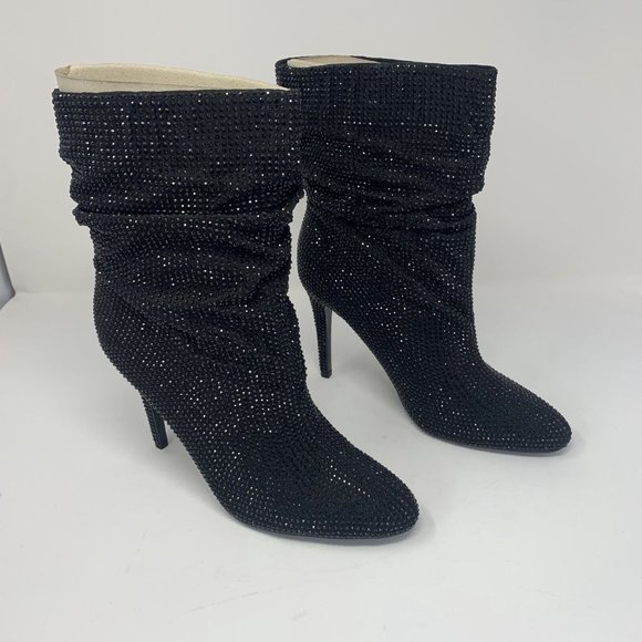 Nine West Dazzle 2 Ankle Boots Womens 10.5M Black Almond Toe Stiletto Heel S0537 - Picture 3 of 10